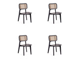 Versailles Square Dining Chair in Black and Natural Cane (set of 4) - Ornate Home