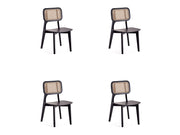 Versailles Square Dining Chair in Black and Natural Cane (set of 4) - Ornate Home
