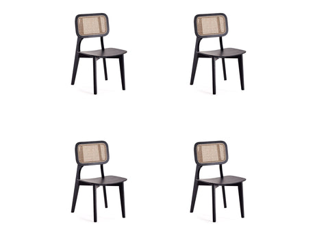 Versailles Square Dining Chair in Black and Natural Cane (set of 4) - Ornate Home