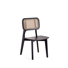 Versailles Square Dining Chair in Black and Natural Cane (set of 4) - Ornate Home