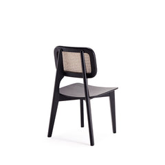 Versailles Square Dining Chair in Black and Natural Cane (set of 4) - Ornate Home