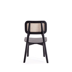 Versailles Square Dining Chair in Black and Natural Cane (set of 4) - Ornate Home