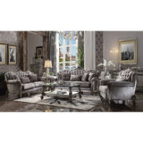 Versailles Velvet & Antique Platinum Armchair w/ Pillow - Ornate Home