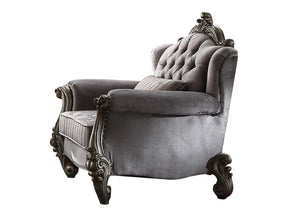 Versailles Velvet & Antique Platinum Armchair w/ Pillow - Ornate Home