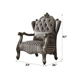 Versailles Velvet & Antique Platinum Chair & 1 Pillow - Ornate Home