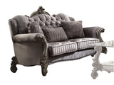 Versailles Velvet & Antique Platinum Loveseat w/3 Pillows - Ornate Home