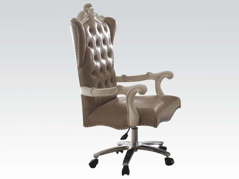Versailles Vintage Gray PU & Bone White Office Chair - Ornate Home