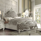 Versailles Vintage Gray PU & Bone White Queen Bed - Ornate Home