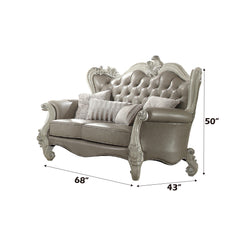 Versailles White Loveseat w/4 Pillows - Ornate Home