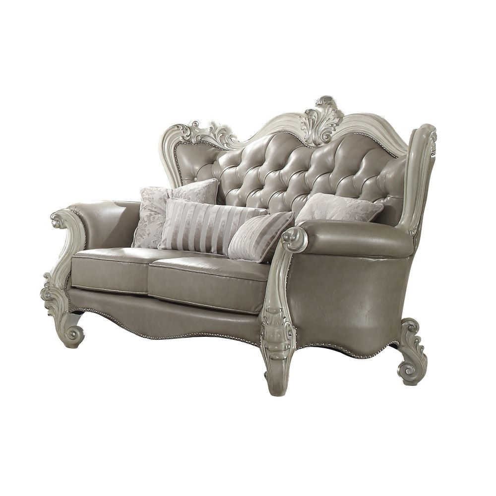 Versailles White Loveseat w/4 Pillows - Ornate Home