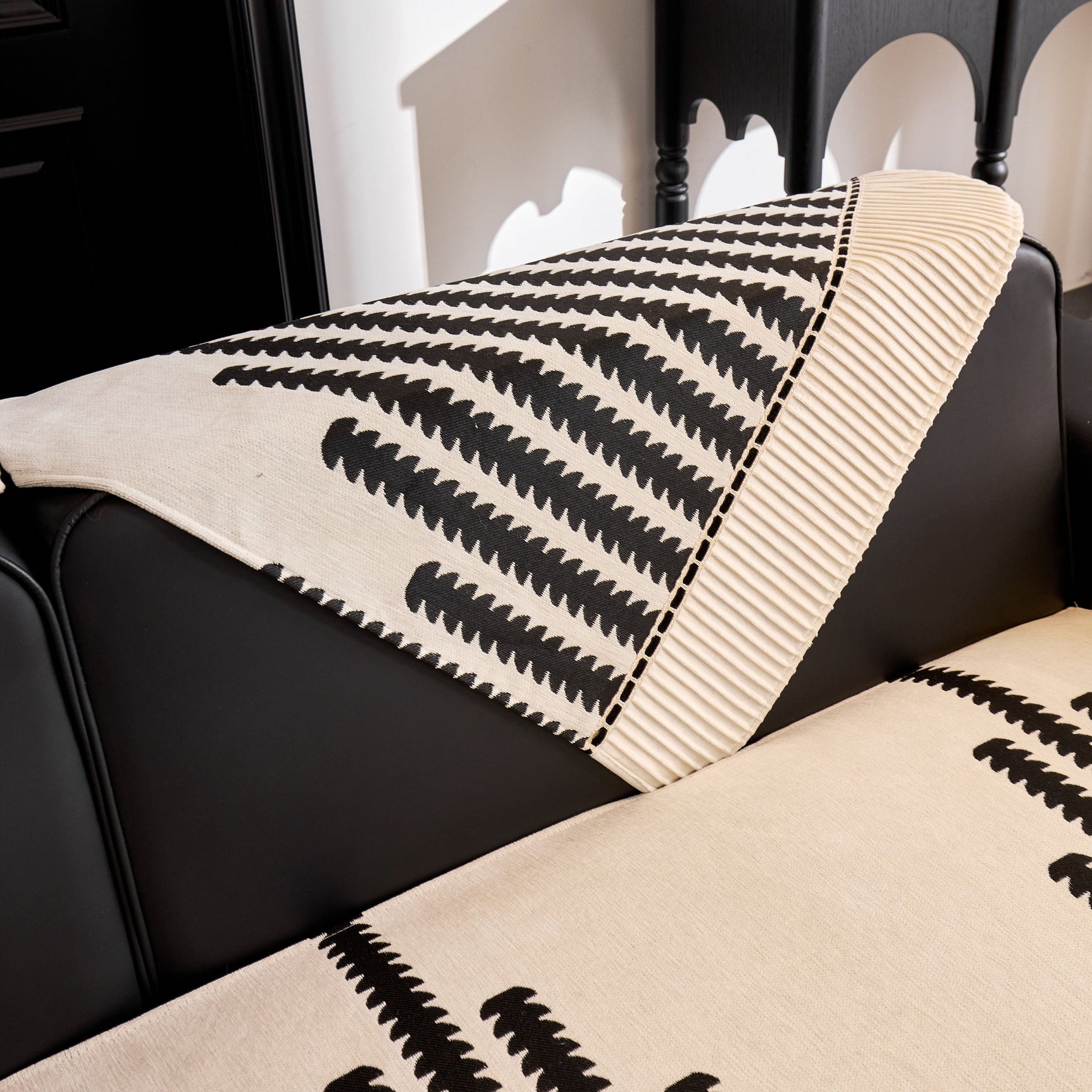 Vertical Stripes Sectional Sofa Cover Slipcover - Non-Slip, Fits L-Shape Couches - Ornate Home