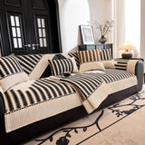 Vertical Stripes Sectional Sofa Cover Slipcover - Non-Slip, Fits L-Shape Couches - Ornate Home