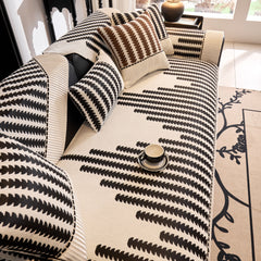 Vertical Stripes Sectional Sofa Cover Slipcover - Non-Slip, Fits L-Shape Couches - Ornate Home