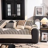 Vertical Stripes Sectional Sofa Cover Slipcover - Non-Slip, Fits L-Shape Couches - Ornate Home