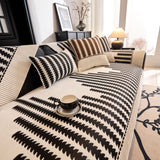 Vertical Stripes Sectional Sofa Cover Slipcover - Non-Slip, Fits L-Shape Couches - Ornate Home