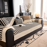 Vertical Stripes Sectional Sofa Cover Slipcover - Non-Slip, Fits L-Shape Couches - Ornate Home