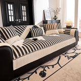 Vertical Stripes Sectional Sofa Cover Slipcover - Non-Slip, Fits L-Shape Couches - Ornate Home