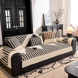Vertical Stripes Sectional Sofa Cover Slipcover - Non-Slip, Fits L-Shape Couches - Ornate Home