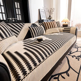 Vertical Stripes Sectional Sofa Cover Slipcover - Non-Slip, Fits L-Shape Couches - Ornate Home