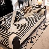 Vertical Stripes Sectional Sofa Cover Slipcover - Non-Slip, Fits L-Shape Couches - Ornate Home