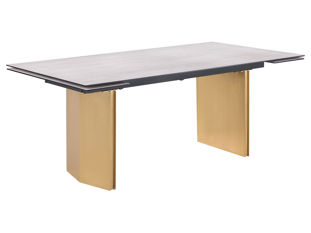 Vesa Beige 97-inch Glass Top Extension Dining Table - Ornate Home