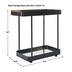 Vesper Black Iron Bar Cart - Ornate Home