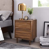 Vespera Walnut 2-Drawer Nightstand - Ornate Home