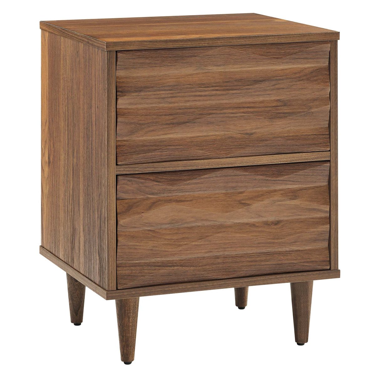 Vespera Walnut 2-Drawer Nightstand - Ornate Home