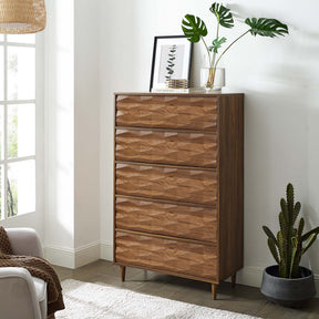 Vespera Walnut 5-Drawer Chest - Ornate Home