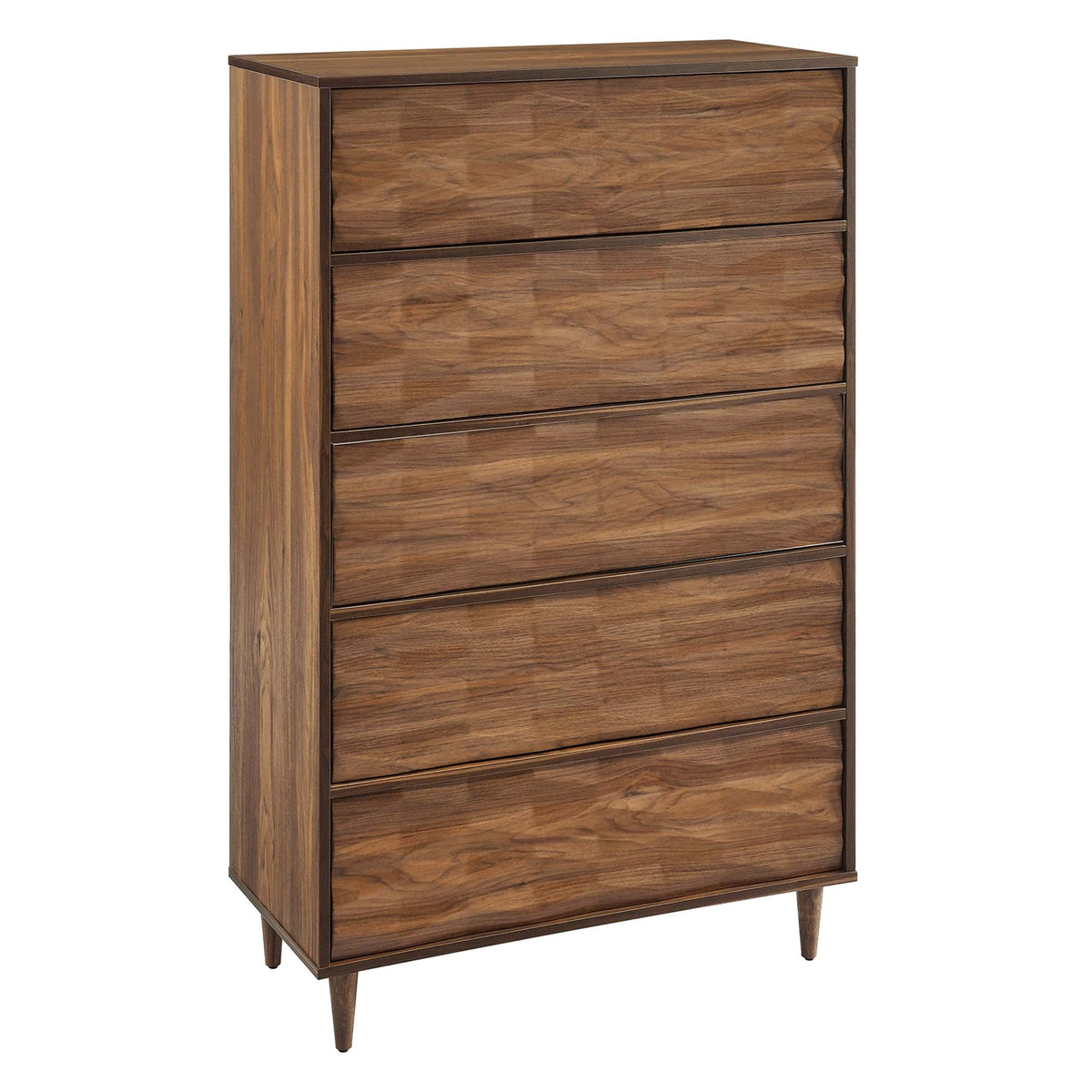 Vespera Walnut 5-Drawer Chest - Ornate Home