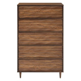 Vespera Walnut 5-Drawer Chest - Ornate Home