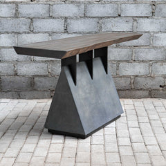 Vessel Brown/Gray/Woodtone Industrial Console Table - Ornate Home