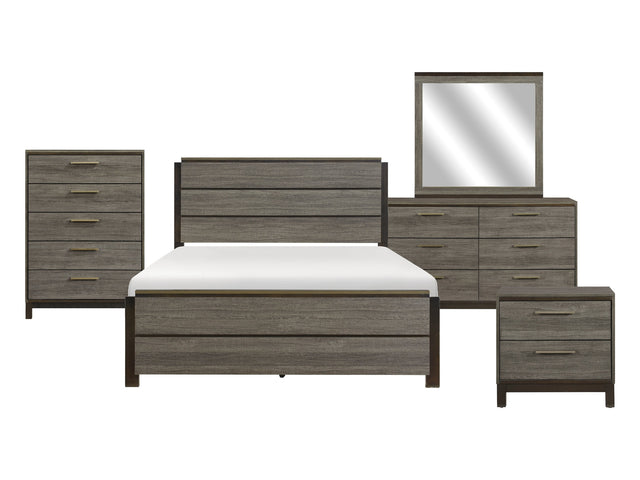 Vestavia Antique Gray/Dark Brown 5-Piece Queen Bedroom Set - Ornate Home