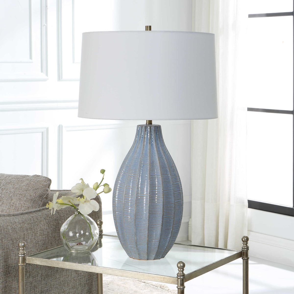 Veston Blue Glaze Table Lamp - Ornate Home