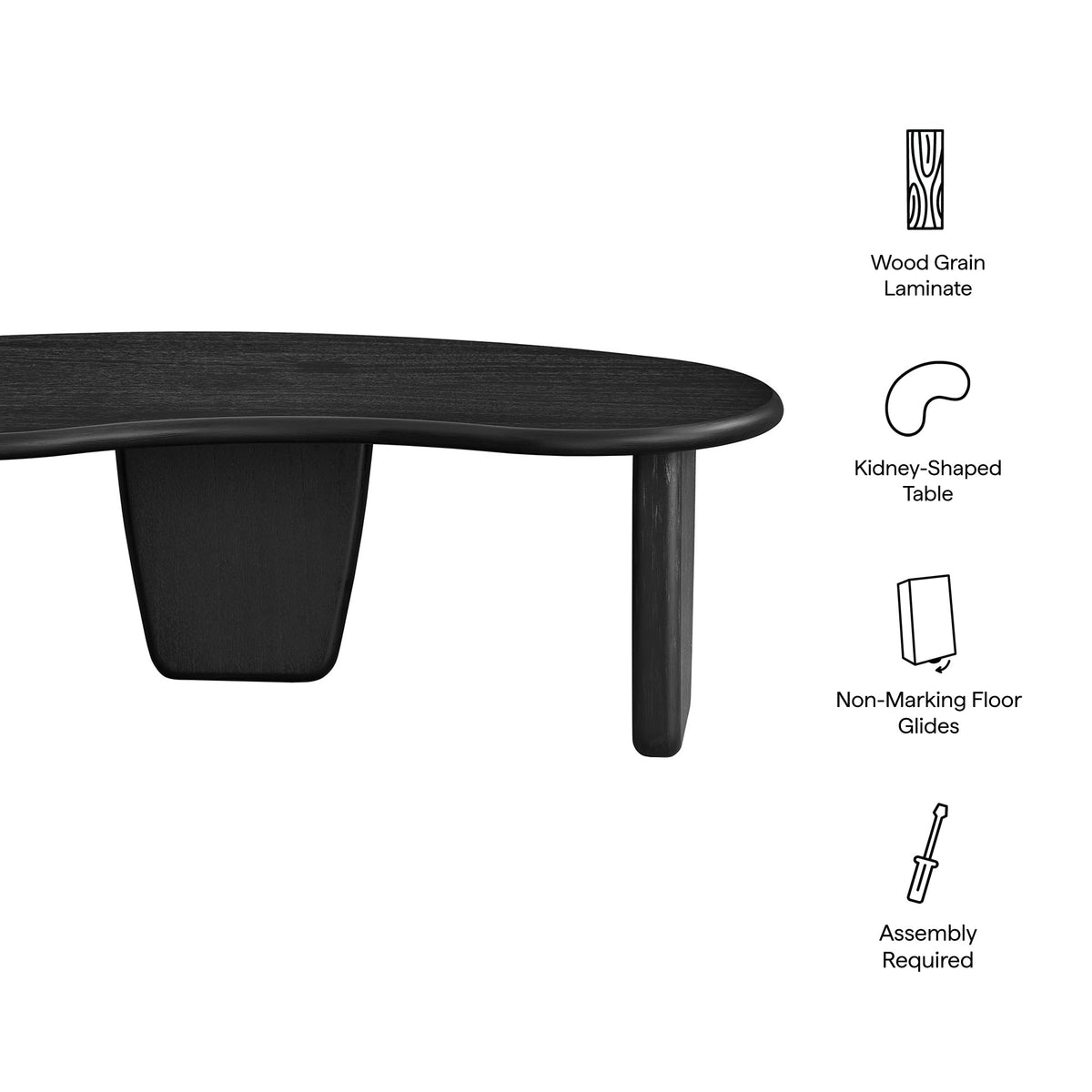Vetra Black Kidney-Shaped Free Coffee Table - Ornate Home