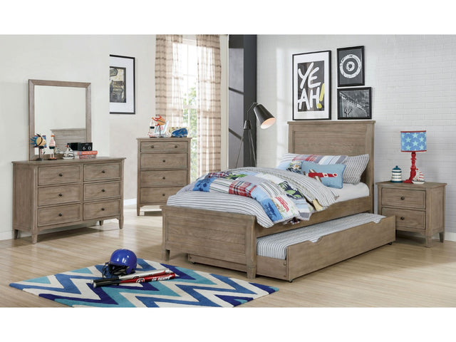 Vevey Wire-Brushed Warm Gray 4 Pc. Twin Bedroom Set - Ornate Home