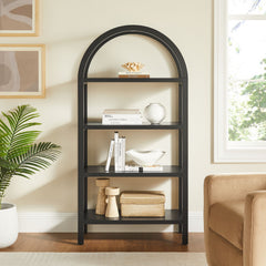 Vexley Black 60 Inch Arched Bookshelf - Ornate Home