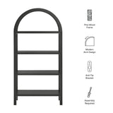 Vexley Black 60 Inch Arched Bookshelf - Ornate Home