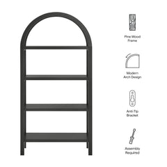 Vexley Black 60 Inch Arched Bookshelf - Ornate Home