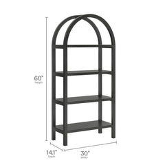 Vexley Black 60 Inch Arched Bookshelf - Ornate Home
