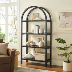 Vexley Black 72 Inch Large Arched Bookshelf - Ornate Home