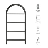 Vexley Black 72 Inch Large Arched Bookshelf - Ornate Home