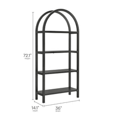 Vexley Black 72 Inch Large Arched Bookshelf - Ornate Home