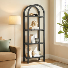Vexley Black 72 Inch Tall Narrow Arched Bookshelf - Ornate Home