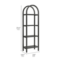 Vexley Black 72 Inch Tall Narrow Arched Bookshelf - Ornate Home