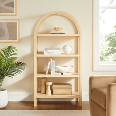 Vexley Natural 60 Inch Arched Bookshelf - Ornate Home
