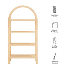 Vexley Natural 60 Inch Arched Bookshelf - Ornate Home