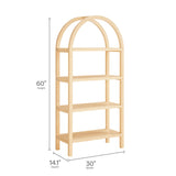 Vexley Natural 60 Inch Arched Bookshelf - Ornate Home