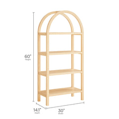 Vexley Natural 60 Inch Arched Bookshelf - Ornate Home