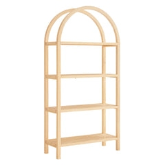 Vexley Natural 72 Inch Large Arched Bookshelf - Ornate Home